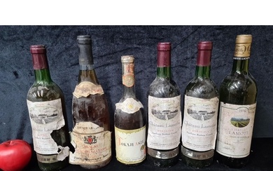 Collection of six vintage wine bottles, varying vintages and...
