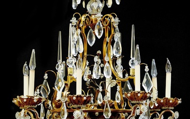 Continental Crystal and Gilt-Metal Eight-Light Chandelier