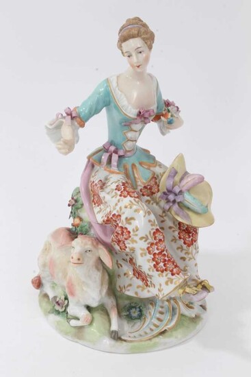 Continental porcelain figure of a shepherdess
