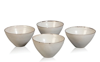 *DAME LUCIE RIE (1902-1995): A SET OF FOUR STONEWARE BOWLS ...