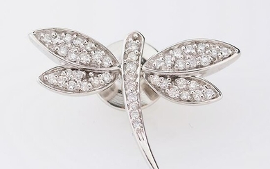 Diamond, 14k White Gold Dragonfly Pin.