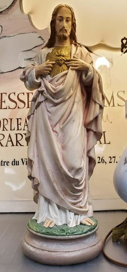 Early 20th Century Jesus Christ Chalkware Statue