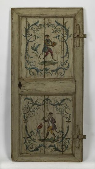 Early 20th c. Continental paint decorated door panel
