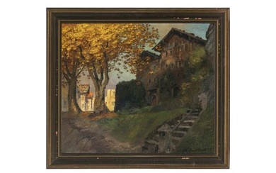 Eduard von Handel-Mazzetti - Houses in autumn landscape