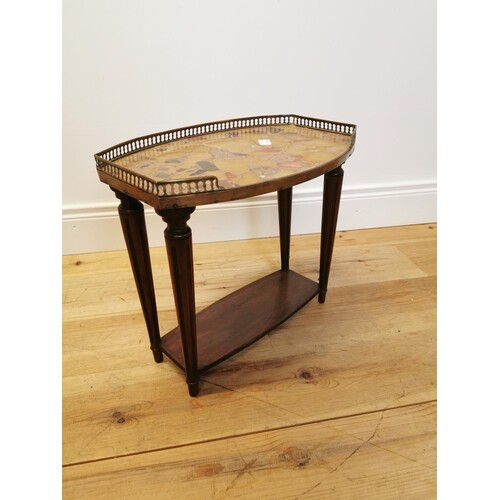 Edwardian walnut lamp table the gallery back above marble in...