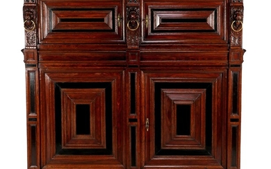 (-), Oak with ebony Renaissance 2-part cushion cabinet...