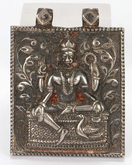 Embossed Hollow Silver Pendant, India, early 20th C.