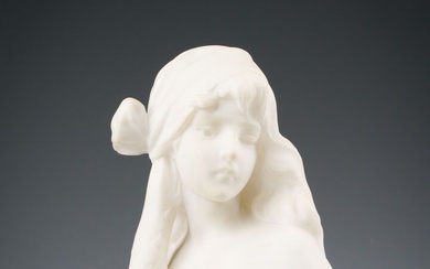 Emmanuel Villanis (1858-1914), Maria. Sculpture en marbre blanc. H-29.5 cm Fins accidents à la chevelures...