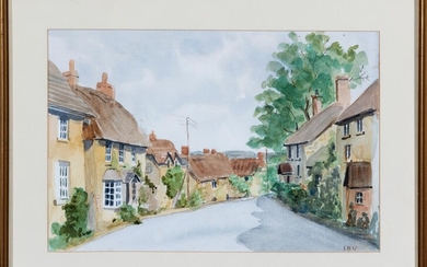 English School IBW Sherborne, street scene, Dorset Watercolour Height 23...