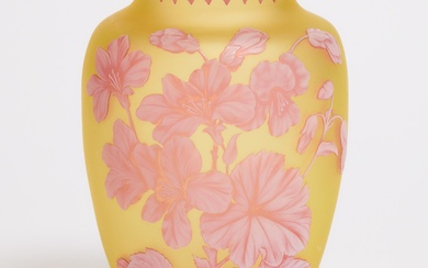 English Three Colour Cameo Glass Vase, probably Thomas Webb & Sons, late 19th century