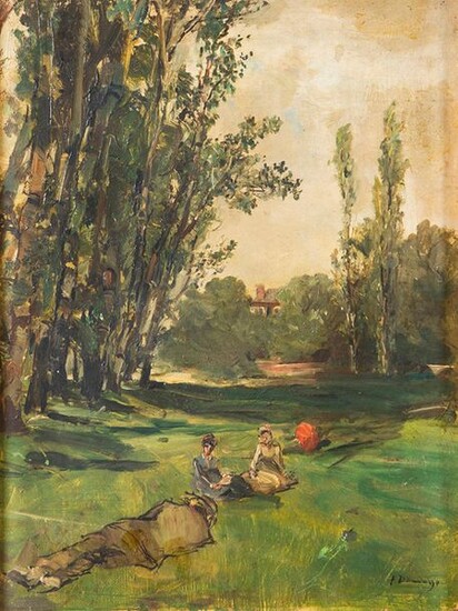 FRANCISCO DOMINGO (Valencia, 1842-Madrid, 1920) "Country Lunch" Oil on canvas. Measurements: 40 x 29 cm. Signed in the lower right corner "F. Sunday" Departure: 500uros. (83.193 Ptas.)