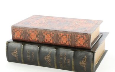 Faux Leather Book Boxes Including "Treasure Island"