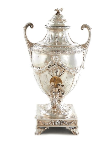 Fine George III silver hot water urn, Charles Wright