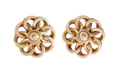 Floral Dual Tone Gold Stud Earrings