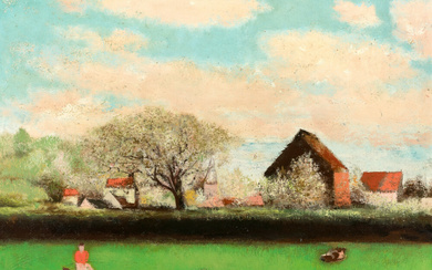Floris Jespers Belgium / 1889 - 1965 Village view in spring
