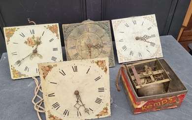 Four George III thirty hour longcase clock dials and movemen...