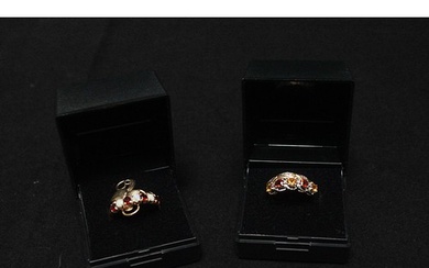 Four various 9ct gold rings, one white gold example set with...