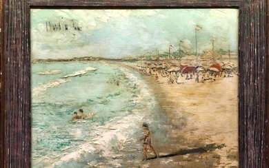 Francois Gall (attrib.) Beach scene antique oil on canvas