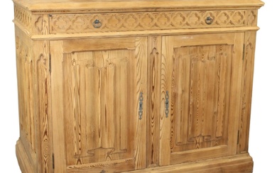 French Gothic Revival 2 door buffet in pine