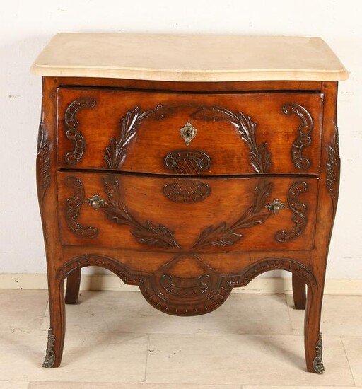 French Louis Quinze style walnut chest of drawers with