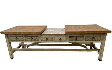 French Meat Market Double Sided Work Table 34"H, 108 3/4"L...