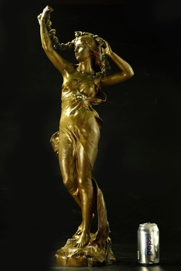 French art nouveau bronze sculpture by Jean-Baptiste Germain (1841-1910), signed