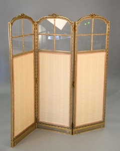 French style three panel dressing screen. ht. 61 1/2