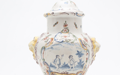 French urn in earthenware from Lille, 19th Century.