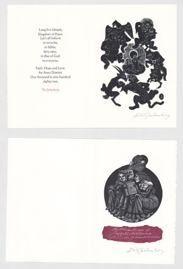 Fritz Eichenberg Greeting Cards w/Engravings (2)