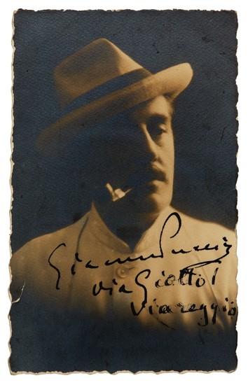 G. Puccini. Six autograph letters and postcards signed, one with a photograph signed, 1917-1918.