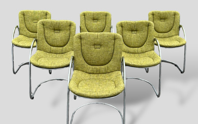 GASTONE RINALDI. 6 cantilever chairs/chairs with armrests by Gastone Rinaldi, Italy, 1970s.