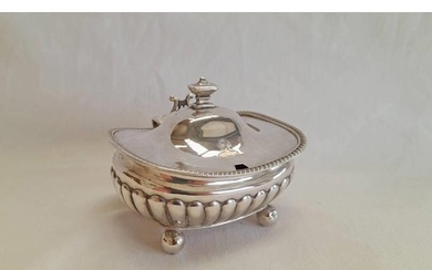 GEORGE III SILVER MUSTARD POT WITH PART FLUTED DECORATION ON...