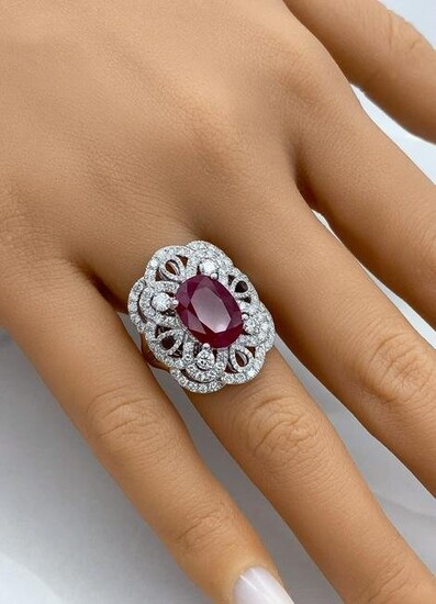 GIA Ruby And Diamond Ring