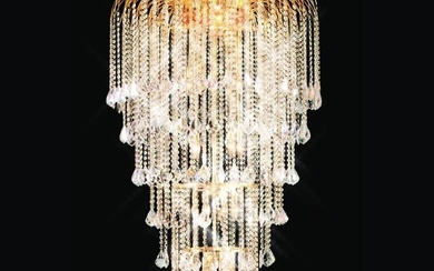 GOLD FOYER ENTRYWAY DINING ROOM ASFOUR CRYSTAL CHANDELIER 23 LIGHT FIXTURE 70"