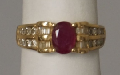 GOLD RUBY AND DIAMOND RING