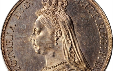 GREAT BRITAIN. Crown, 1887. London Mint. Victoria. PCGS Genuine--Cleaned, Unc Details.