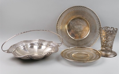 GROUP OF FOUR SILVER RETICULATED ITEMS