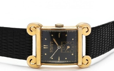 Gent's Vintage Gold Curvex Precision Watch, Gruen