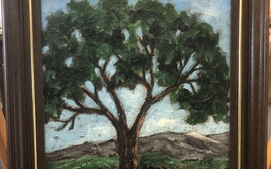 Gilbert BAGLIONE (1930-2017) L'arbre du Ventoux, Huile sur toile signée
