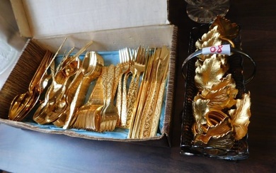 Gold plated flatware service