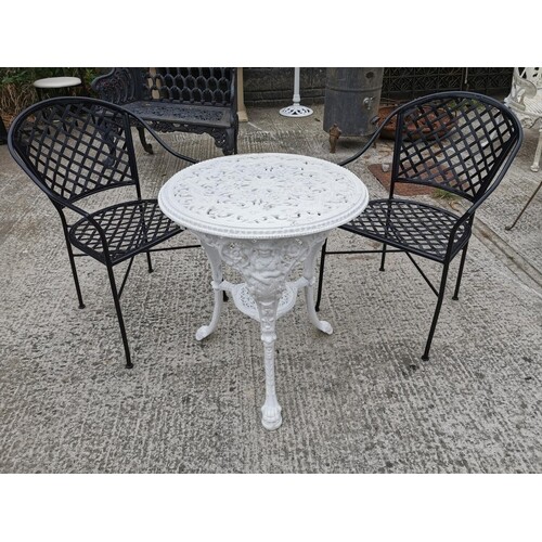 Good quality cast iron garden table {71 cm H x 62 cm Dia.} i...