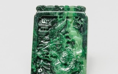 Green Color Chinese Jade Carved Stone