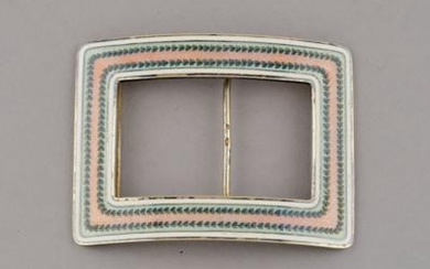 A silver belt buckle with coloured enamelling, Vienna, before May 1922