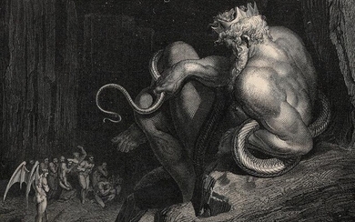 Gustave Dore Minos (Dante's Divine Comedy Enferno) c. 1880 Woodcut