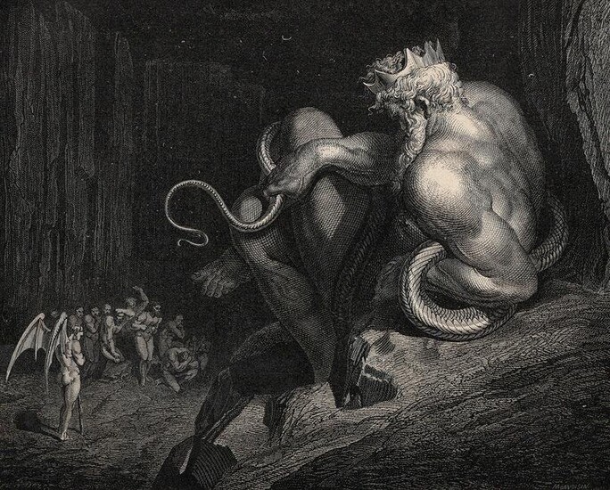 Gustave Dore Minos (Dante's Divine Comedy Enferno) c. 1880 Woodcut