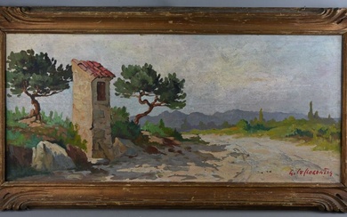 Guy LE FLORENTIN (Giuseppe Vittorio LUMROSO, dit) (1907-1978), "Paysage provençal", Huile sur panneau signée en...