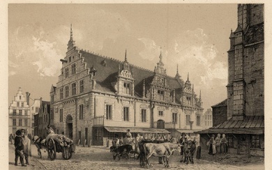 [Haarlem et ses environs]. "La Boucherie de Haarlem. (Hollande)". Lithographie teintée de K.-J. BILLMARK, 18,7x28,2...