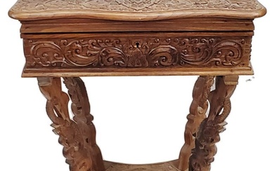 Hand Carved Wood Table Stand Near East Possibly Persian Islamic
