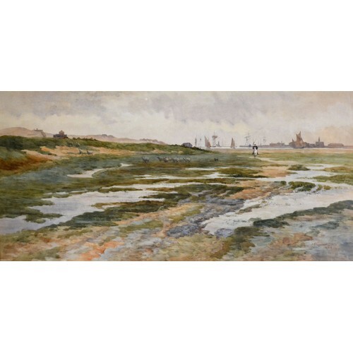 Henry Sheppard Dale 'Rye Harbour Morning Tide' watercolour s...