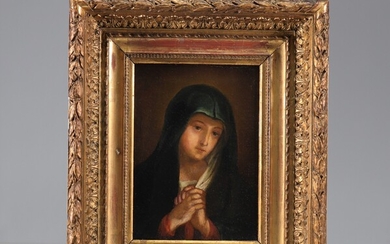 Huile sur toile XVIIIème "Vierge en prière" Poids: 1.23 kg Région: Europe Dimensions: H 380...